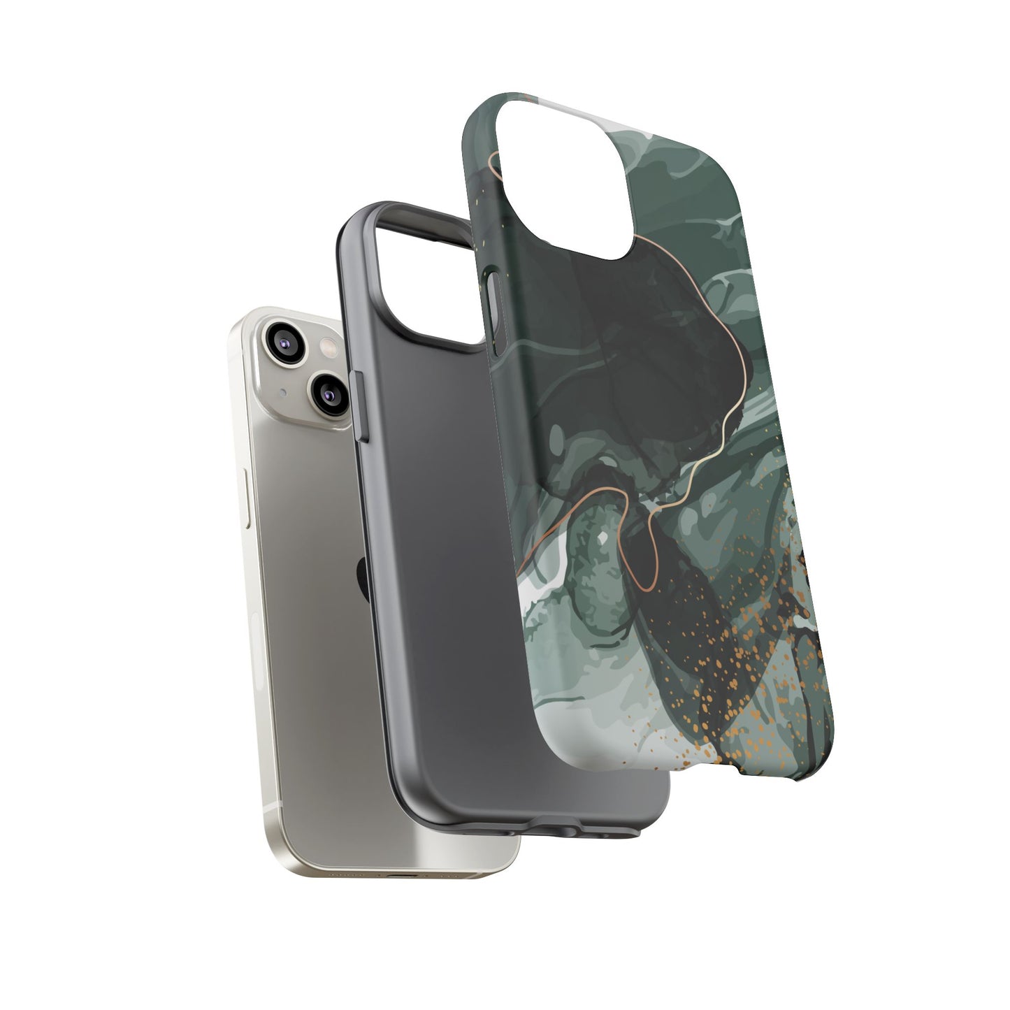 Green Marble Design with Gold Accents iPhone/Samsung Tough Phone Case