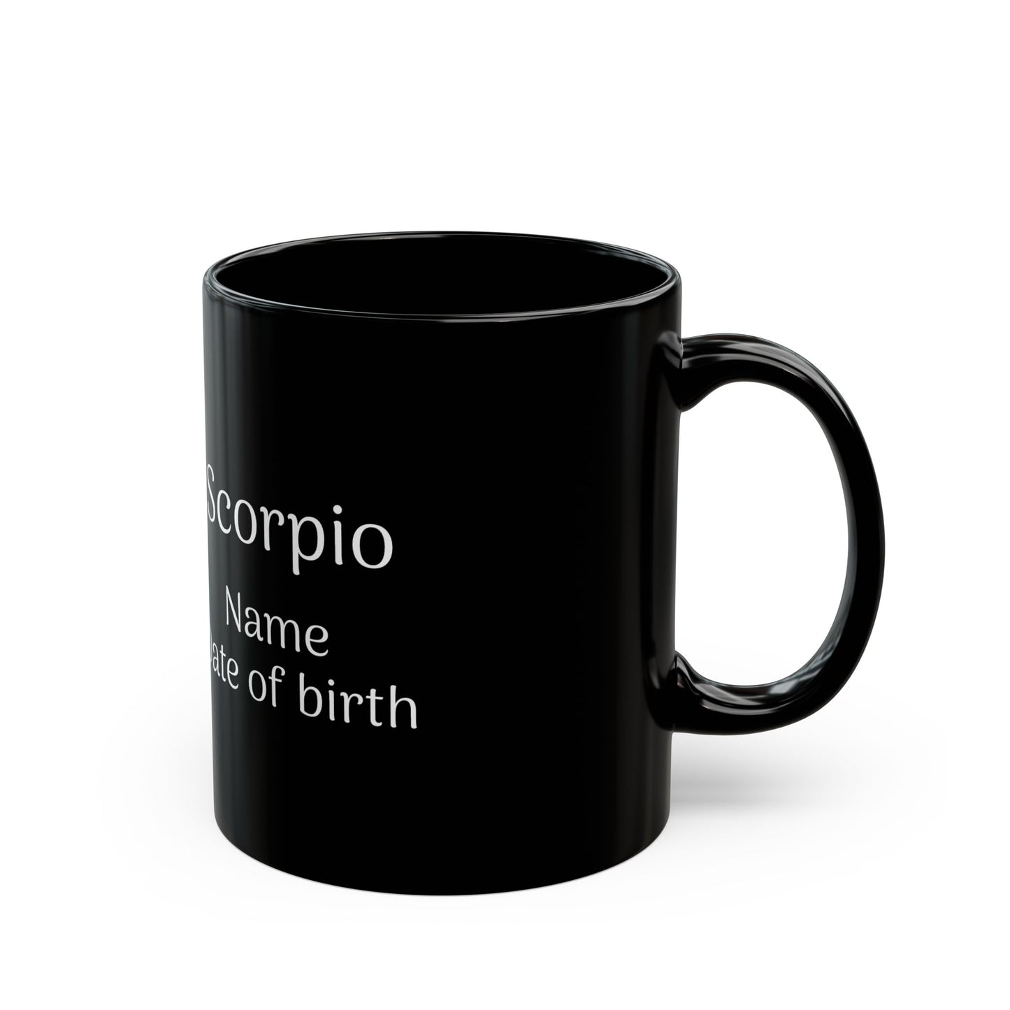 Personalized Scorpio Astrology Mug - Custom Name & Birth Date - 11oz/15oz Black Coffee Cup