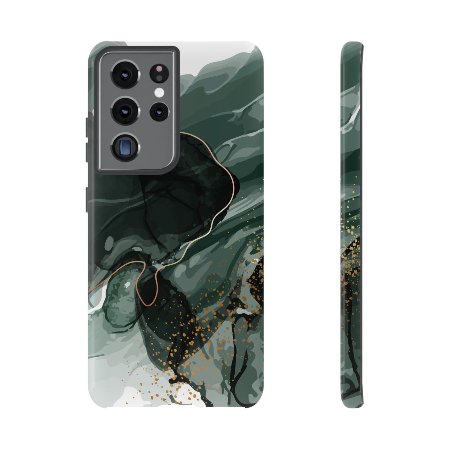 Green Marble Design with Gold Accents iPhone/Samsung Tough Phone Case