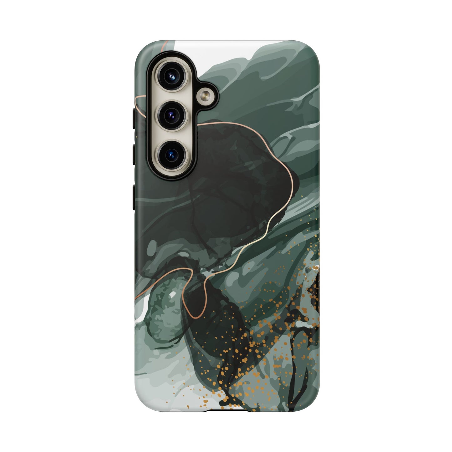 Green Marble Design with Gold Accents iPhone/Samsung Tough Phone Case