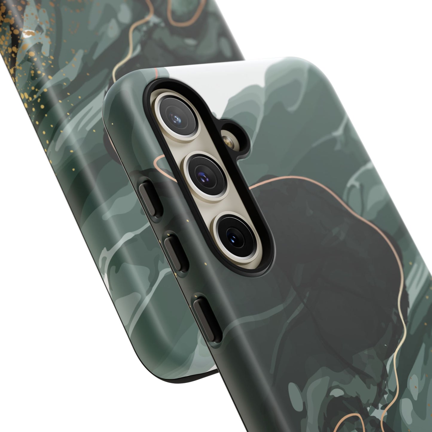 Green Marble Design with Gold Accents iPhone/Samsung Tough Phone Case