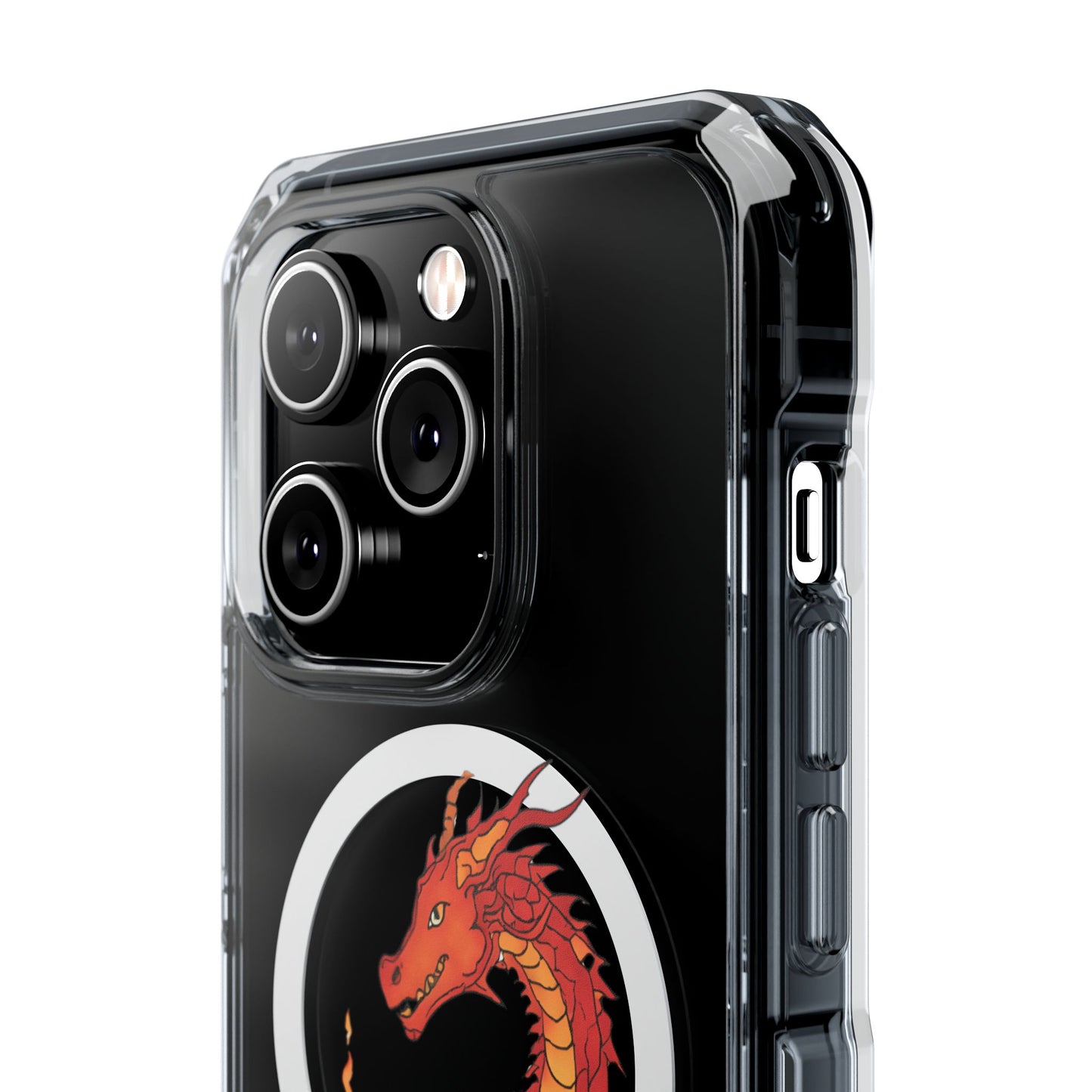 iPhone Case - MagSafe Compatible Charging- Fire Dragon Design with - Magnetic Clear Impact Cases