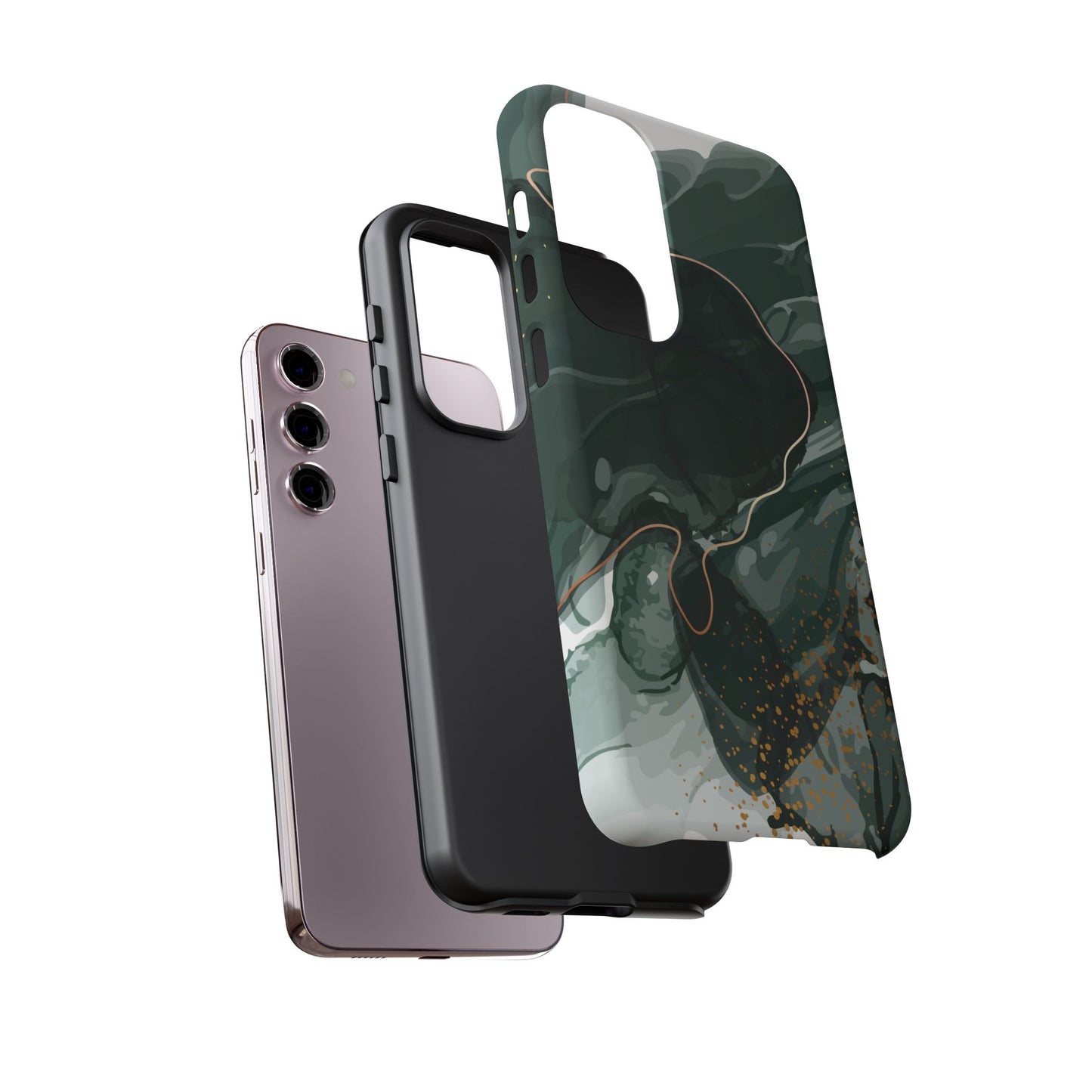 Green Marble Design with Gold Accents iPhone/Samsung Tough Phone Case