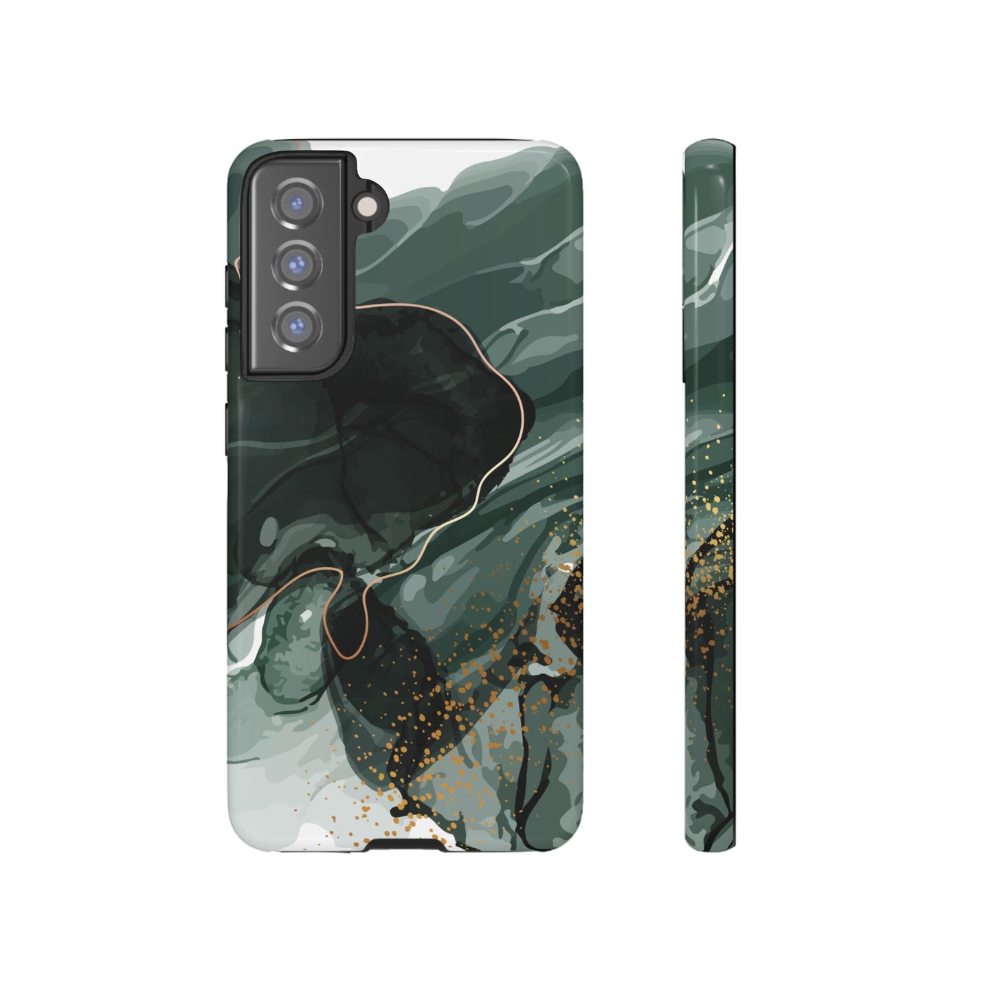 Green Marble Design with Gold Accents iPhone/Samsung Tough Phone Case