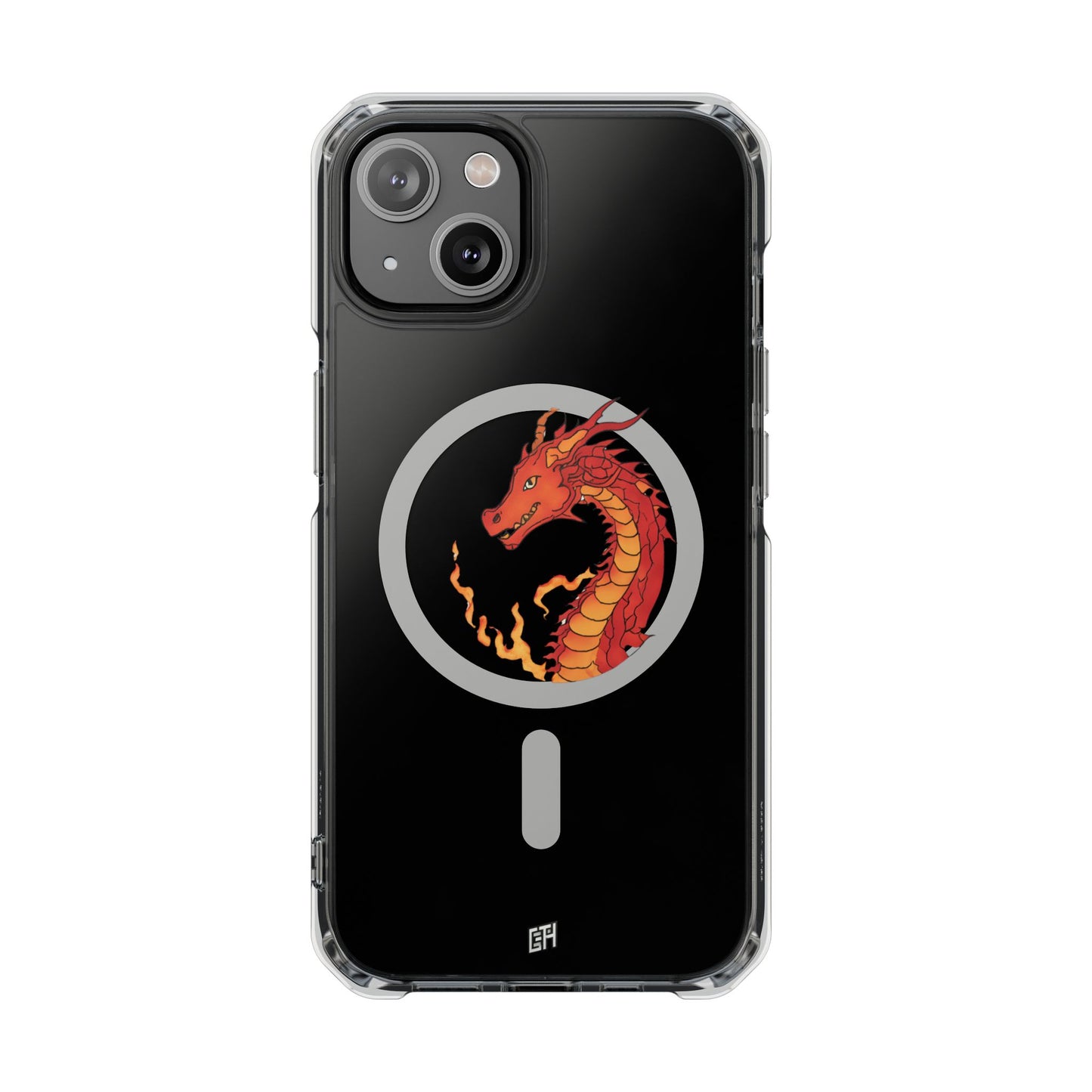 iPhone Case - MagSafe Compatible Charging- Fire Dragon Design with - Magnetic Clear Impact Cases