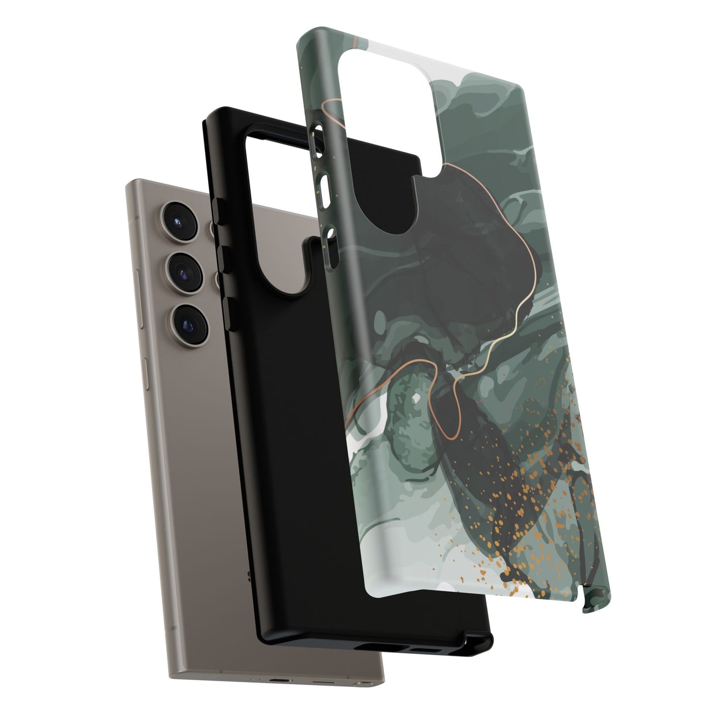 Green Marble Design with Gold Accents iPhone/Samsung Tough Phone Case