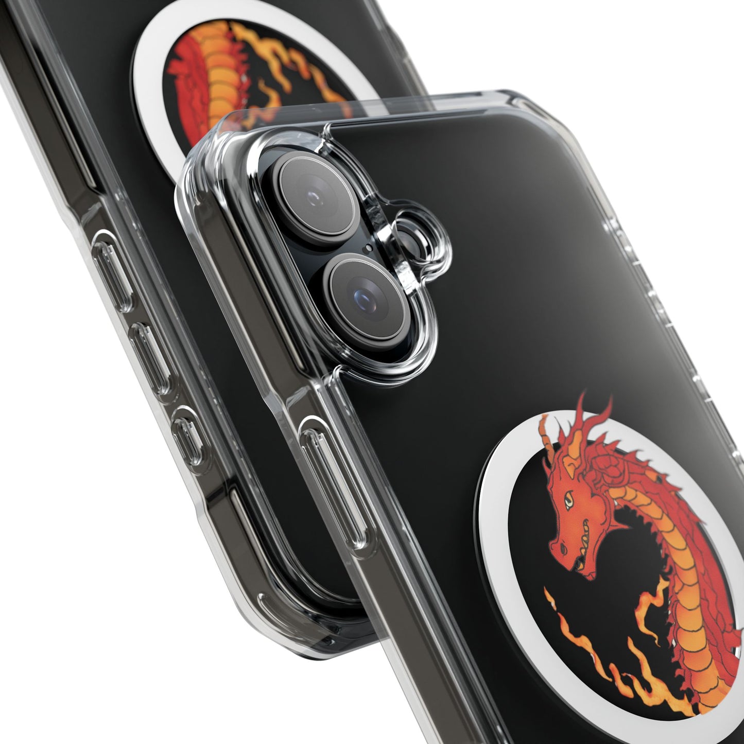 iPhone Case - MagSafe Compatible Charging- Fire Dragon Design with - Magnetic Clear Impact Cases