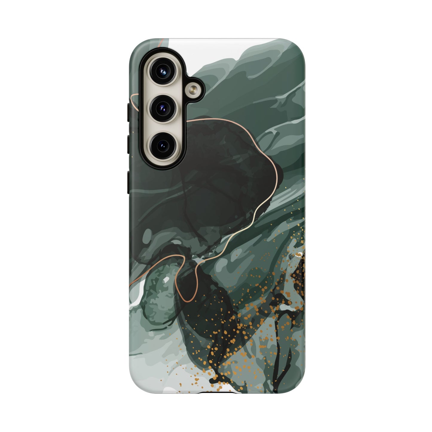 Green Marble Design with Gold Accents iPhone/Samsung Tough Phone Case