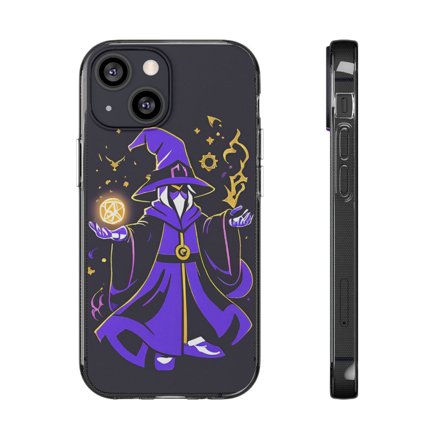 Mystical Wizard Phone Case, Clear Silicone Phone Case, Magical Phone Cover, Fantasy Accessory, Gift for Gamers, Witchy Vibe, Spellbound