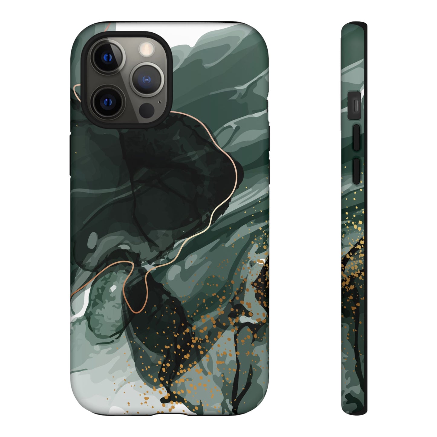 Green Marble Design with Gold Accents iPhone/Samsung Tough Phone Case