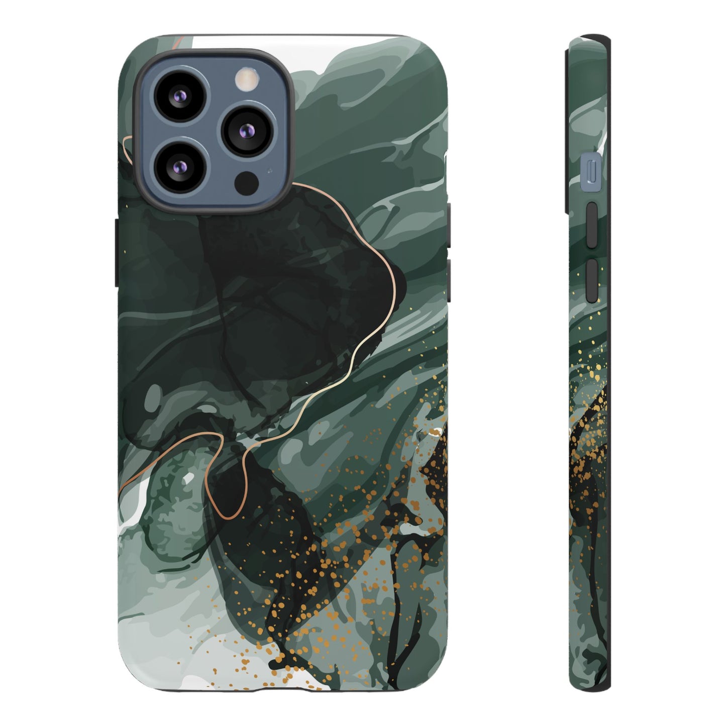 Green Marble Design with Gold Accents iPhone/Samsung Tough Phone Case