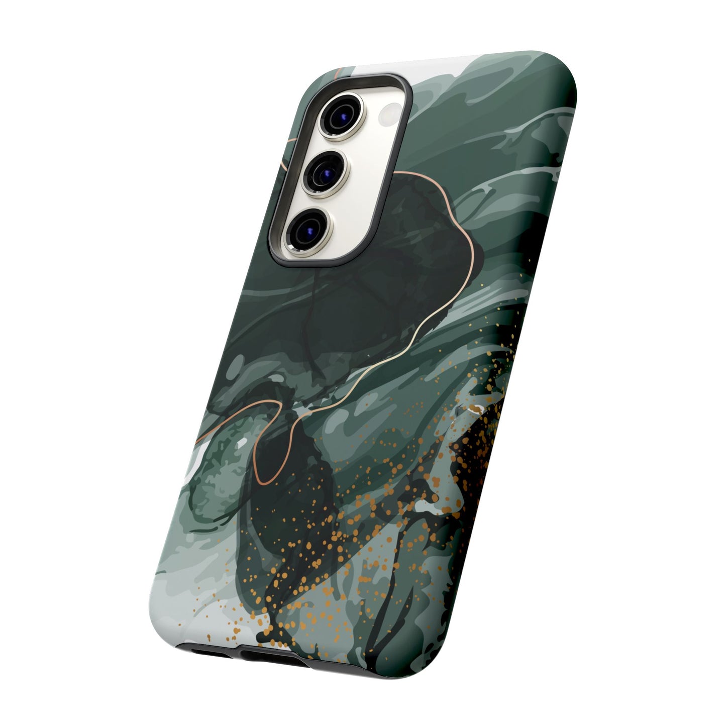 Green Marble Design with Gold Accents iPhone/Samsung Tough Phone Case