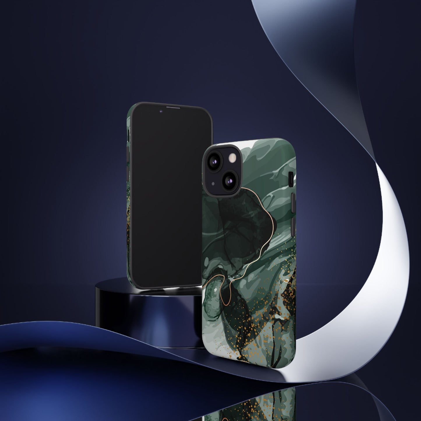 Green Marble Design with Gold Accents iPhone/Samsung Tough Phone Case