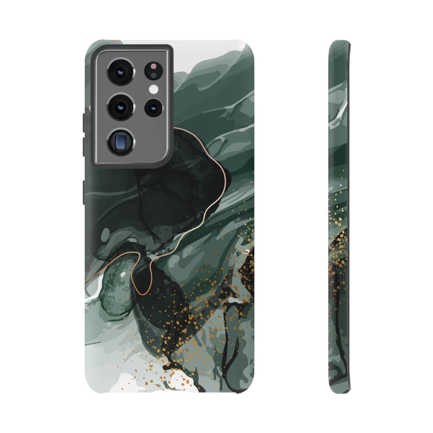 Green Marble Design with Gold Accents iPhone/Samsung Tough Phone Case