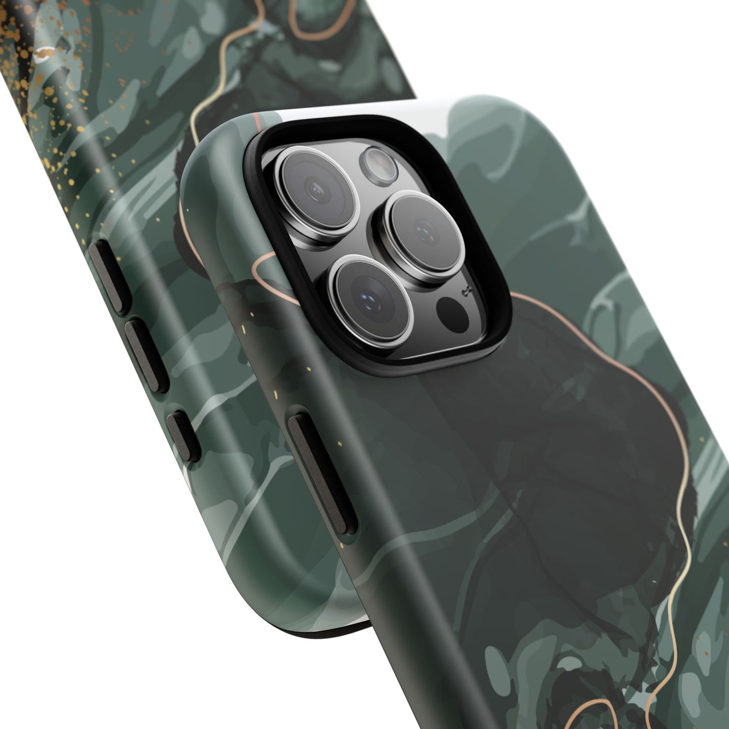 Green Marble Design with Gold Accents iPhone/Samsung Tough Phone Case