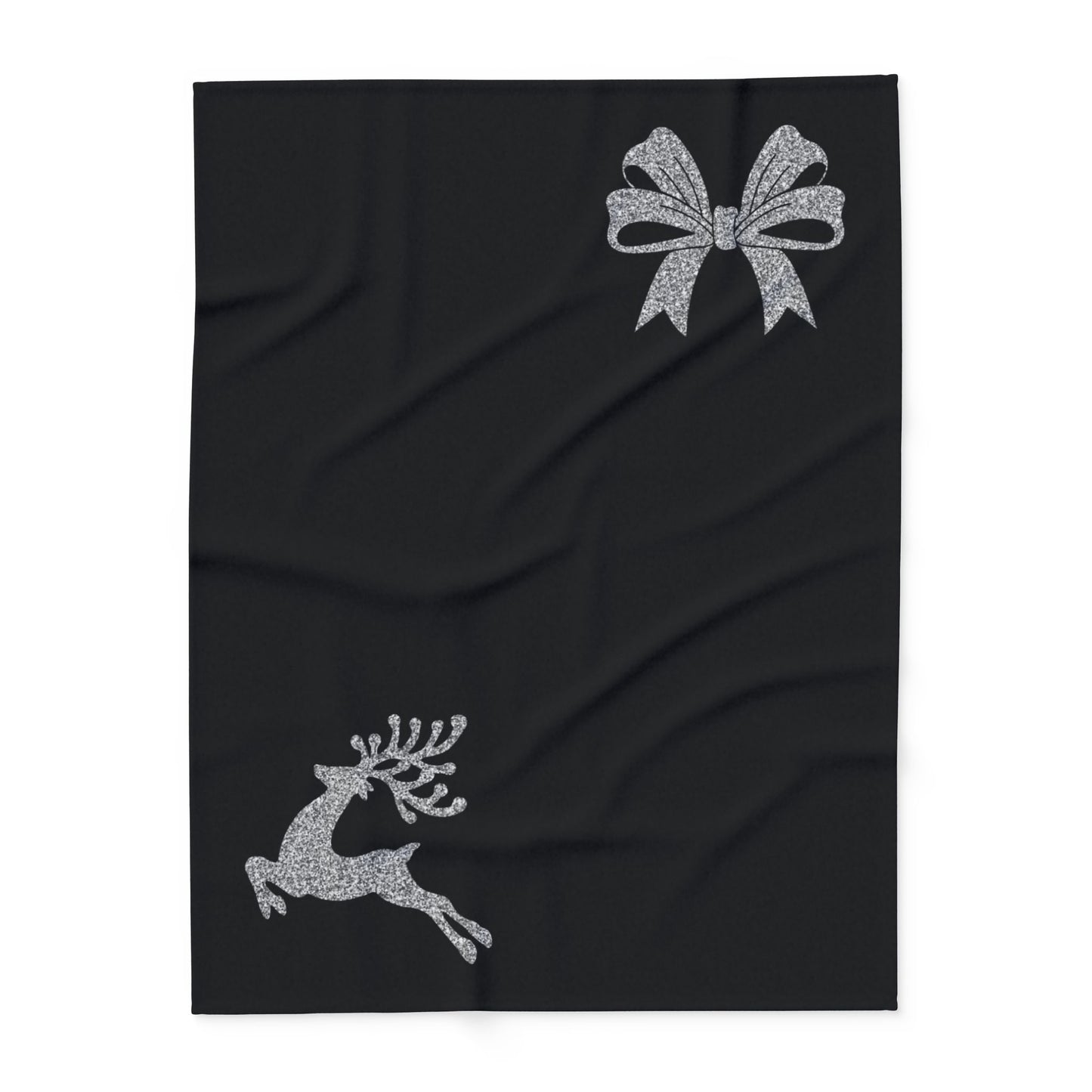 Cozy Arctic Fleece Blanket with Reindeer and Bow Design - Perfect Christmas Gift