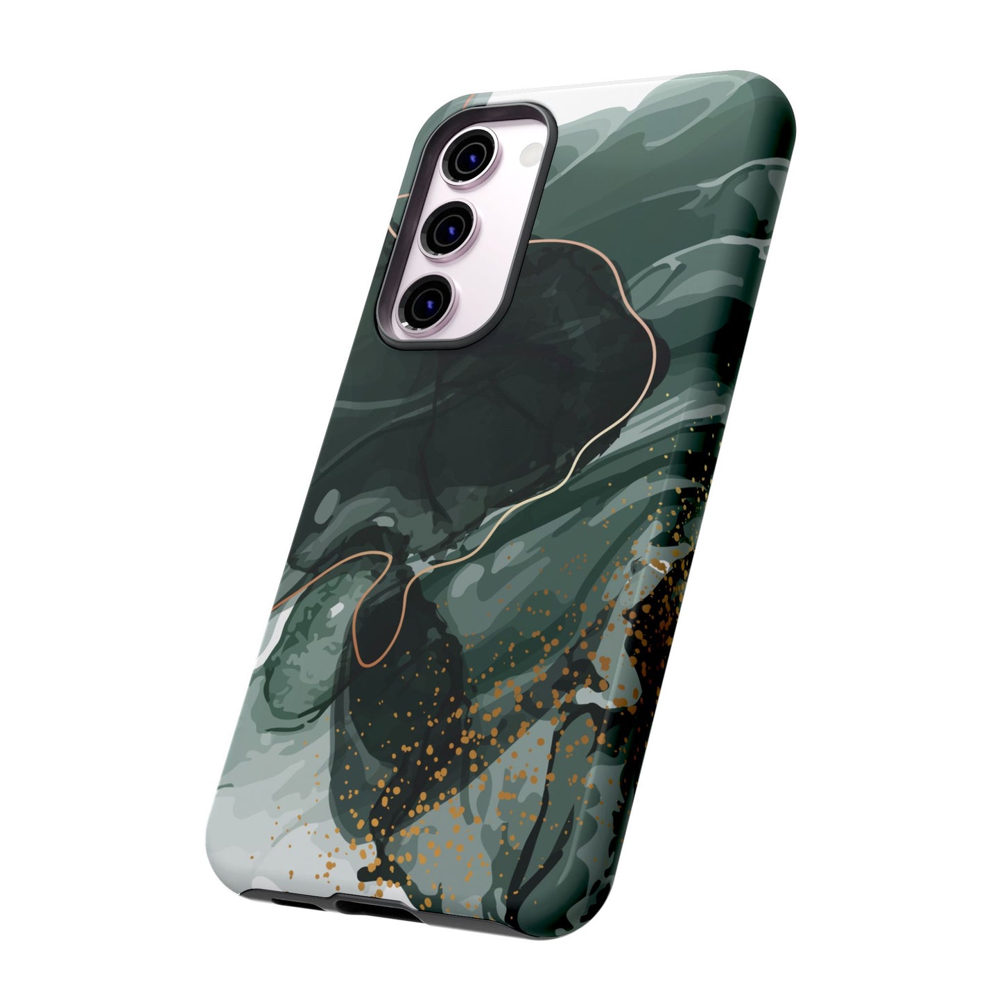 Green Marble Design with Gold Accents iPhone/Samsung Tough Phone Case