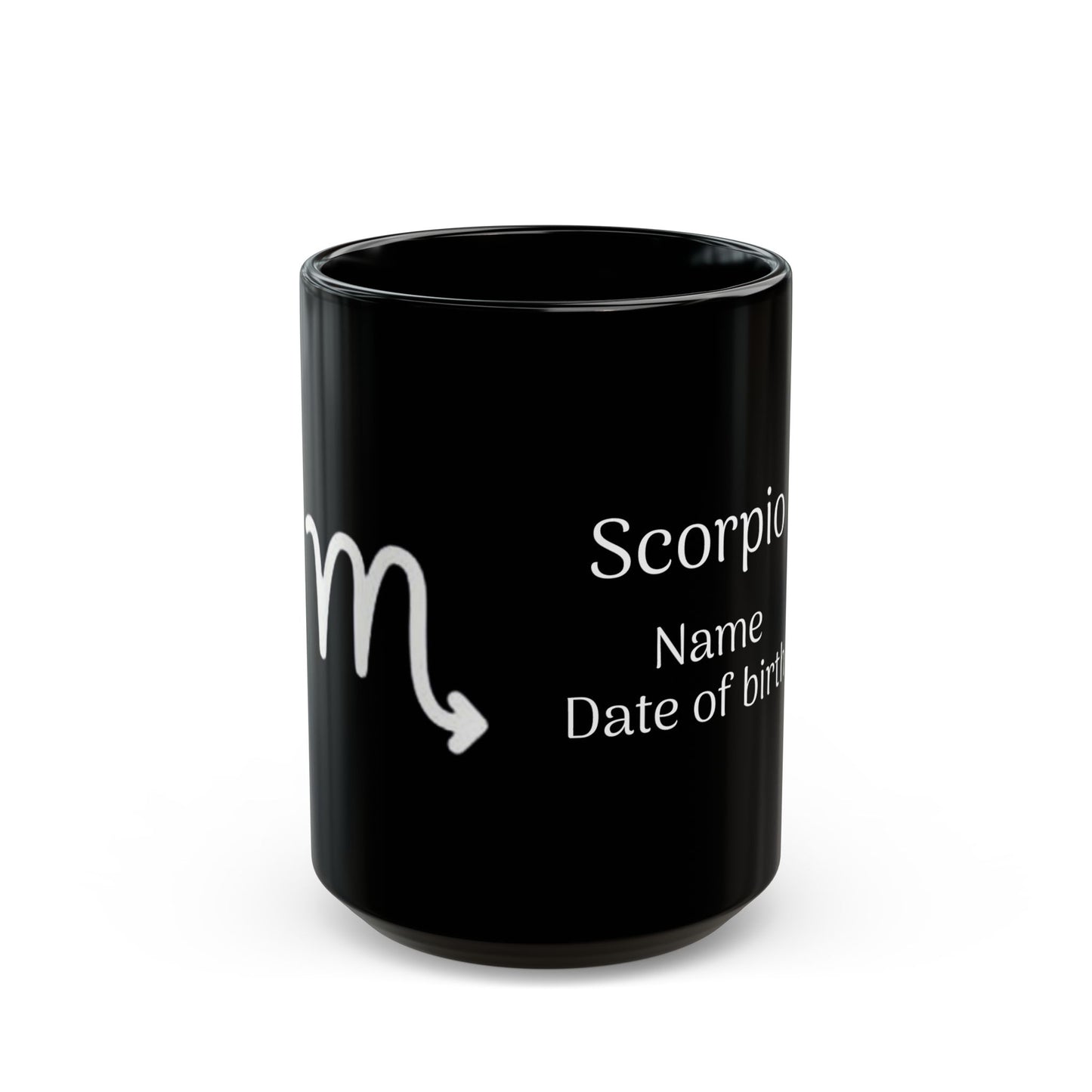 Personalized Scorpio Astrology Mug - Custom Name & Birth Date - 11oz/15oz Black Coffee Cup