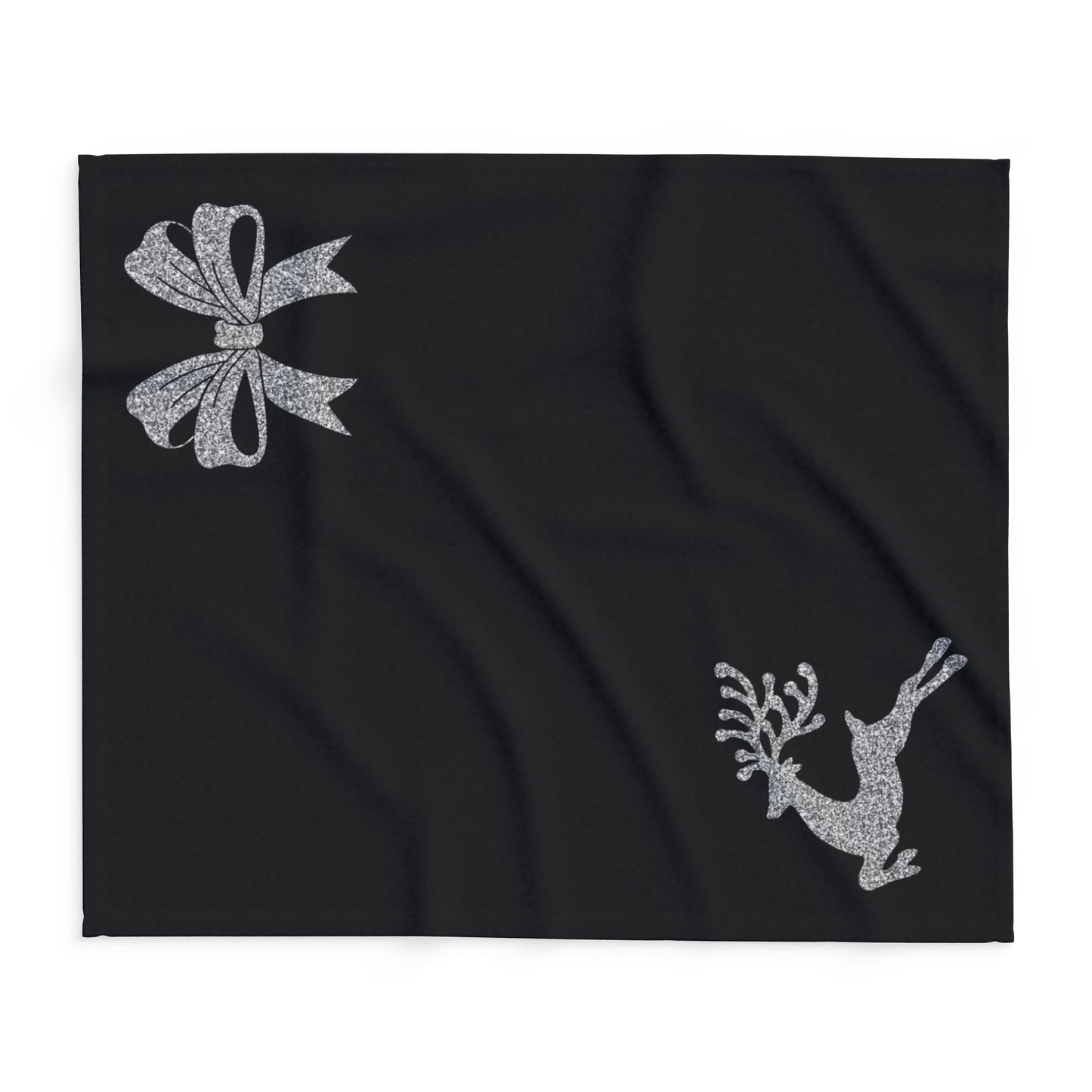 Cozy Arctic Fleece Blanket with Reindeer and Bow Design - Perfect Christmas Gift