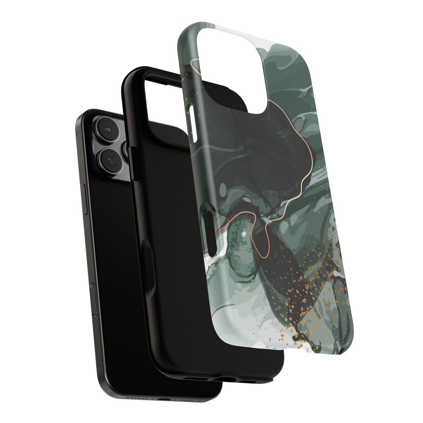 Green Marble Design with Gold Accents iPhone/Samsung Tough Phone Case