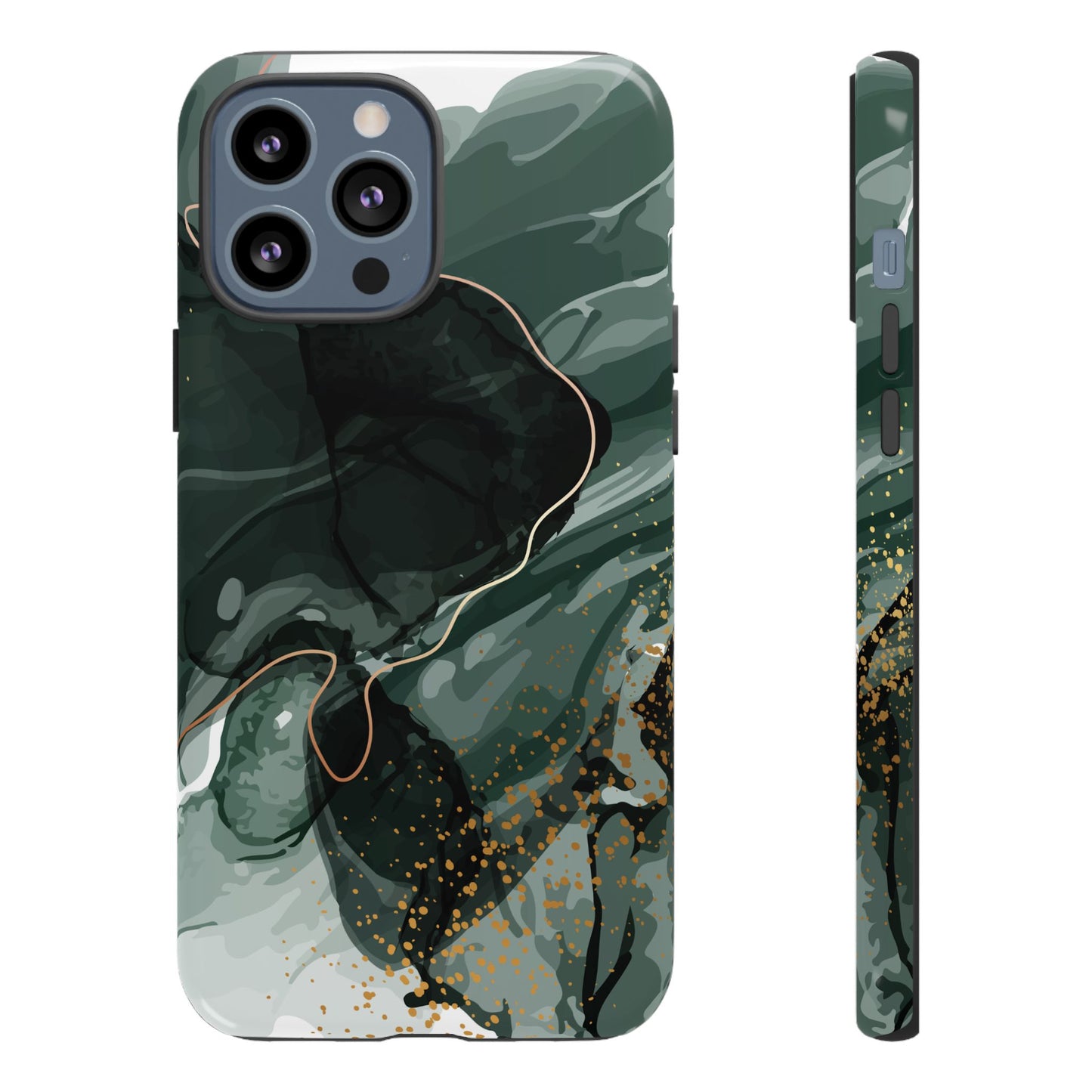 Green Marble Design with Gold Accents iPhone/Samsung Tough Phone Case