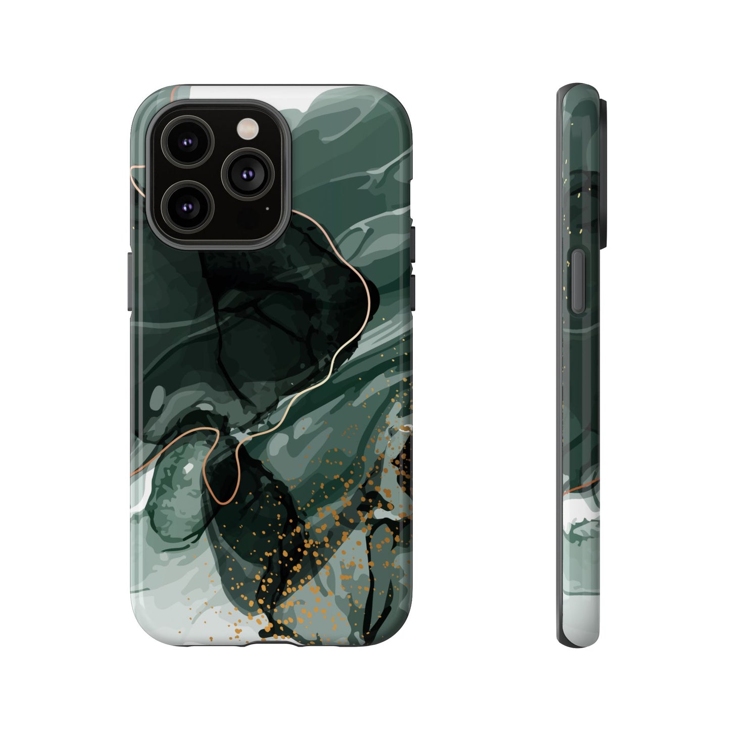 Green Marble Design with Gold Accents iPhone/Samsung Tough Phone Case