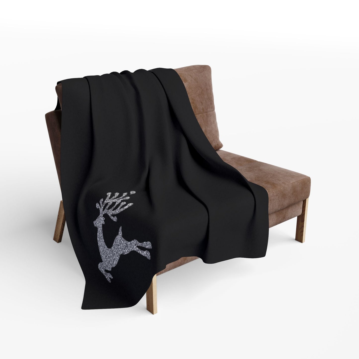 Cozy Arctic Fleece Blanket with Reindeer and Bow Design - Perfect Christmas Gift