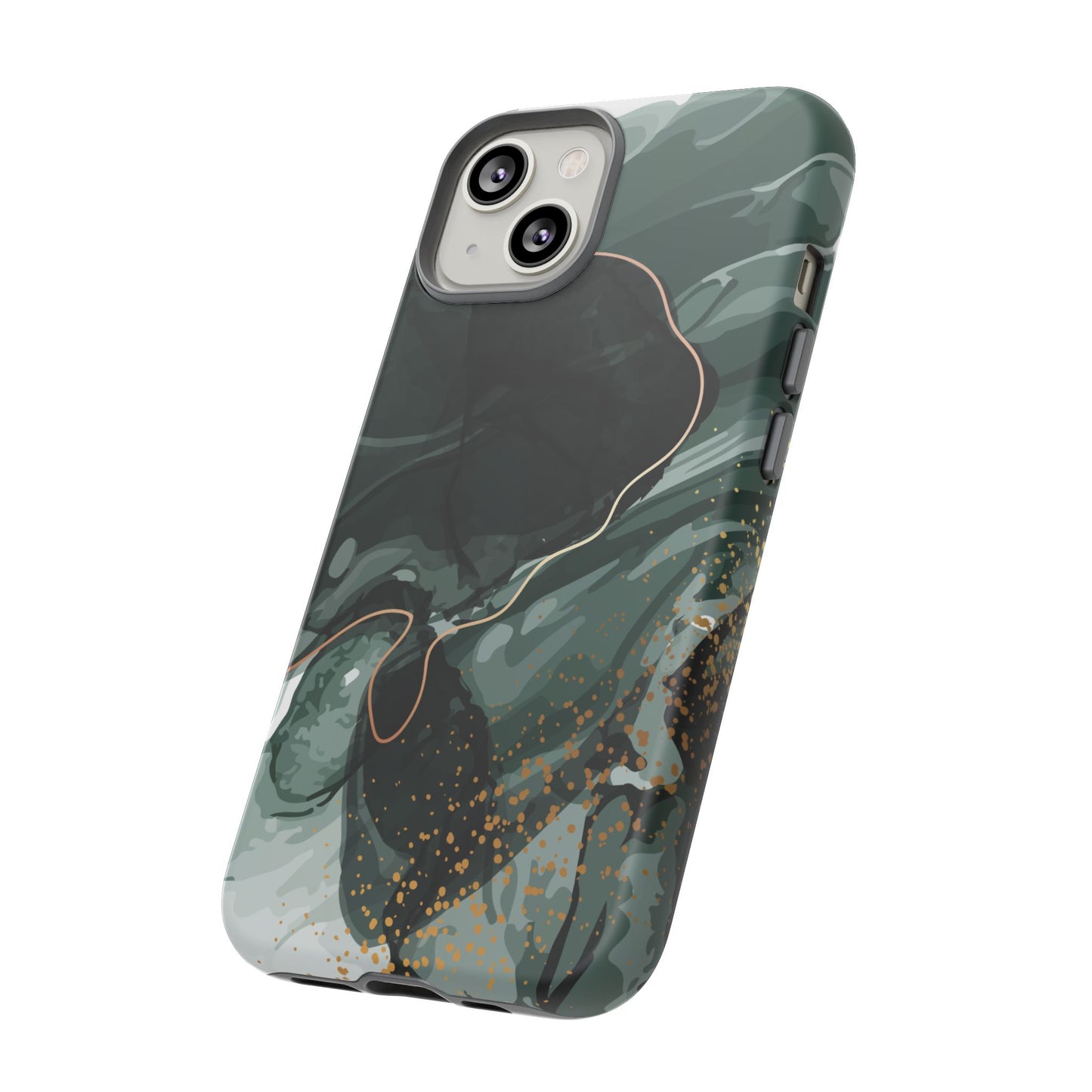 Green Marble Design with Gold Accents iPhone/Samsung Tough Phone Case