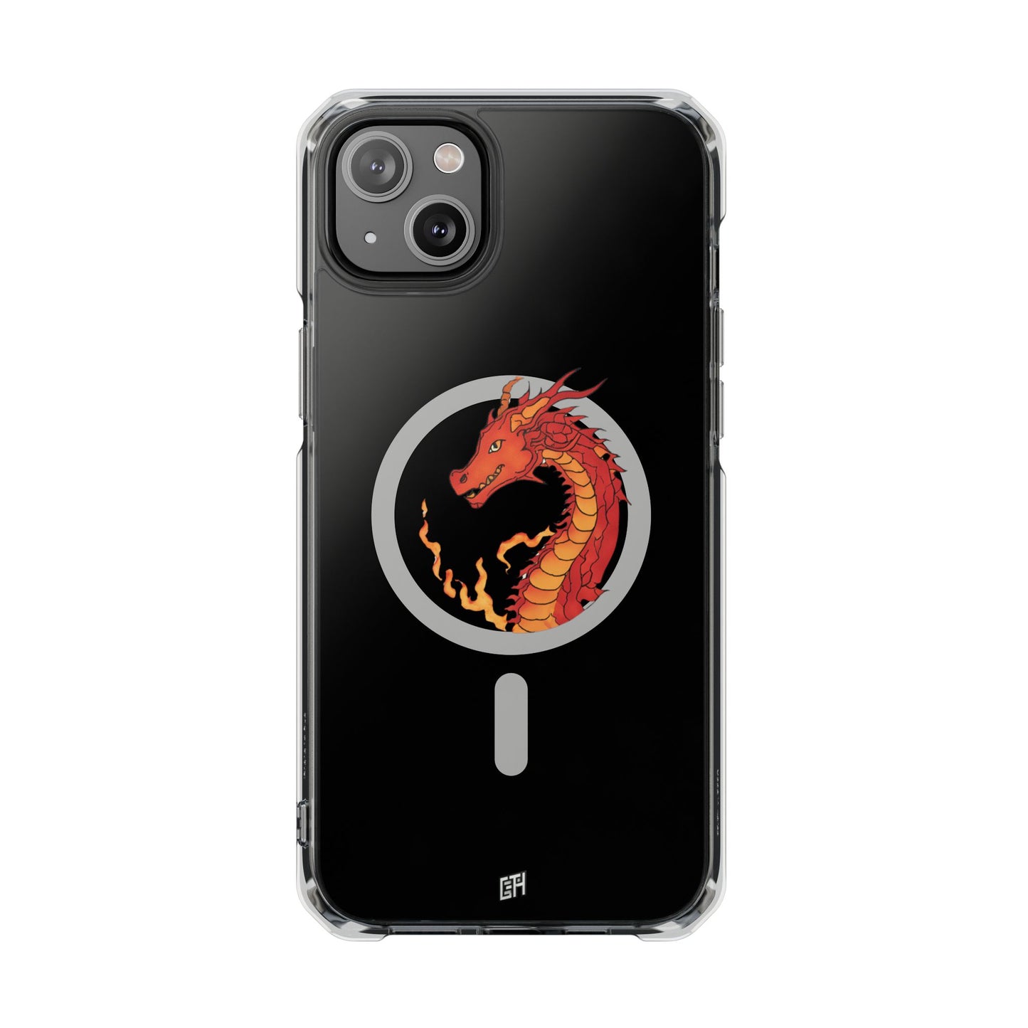 iPhone Case - MagSafe Compatible Charging- Fire Dragon Design with - Magnetic Clear Impact Cases