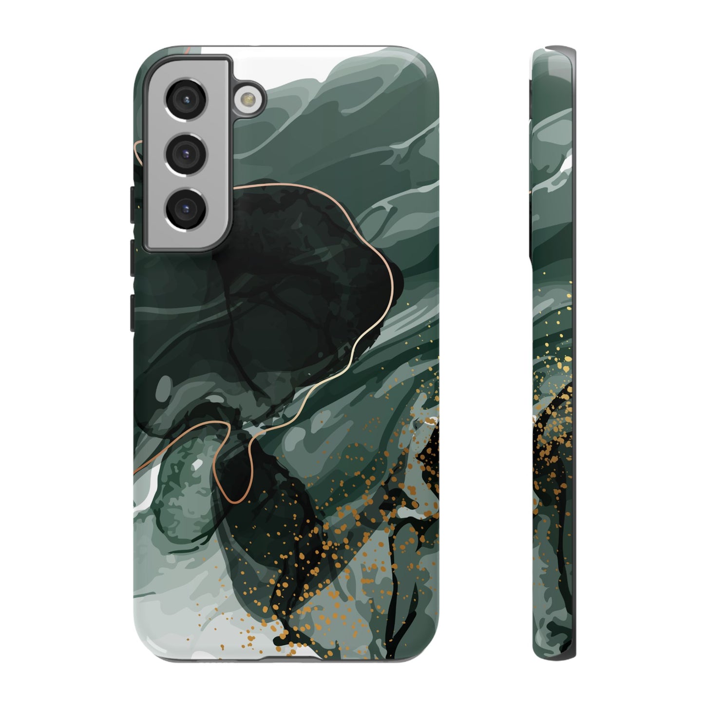 Green Marble Design with Gold Accents iPhone/Samsung Tough Phone Case