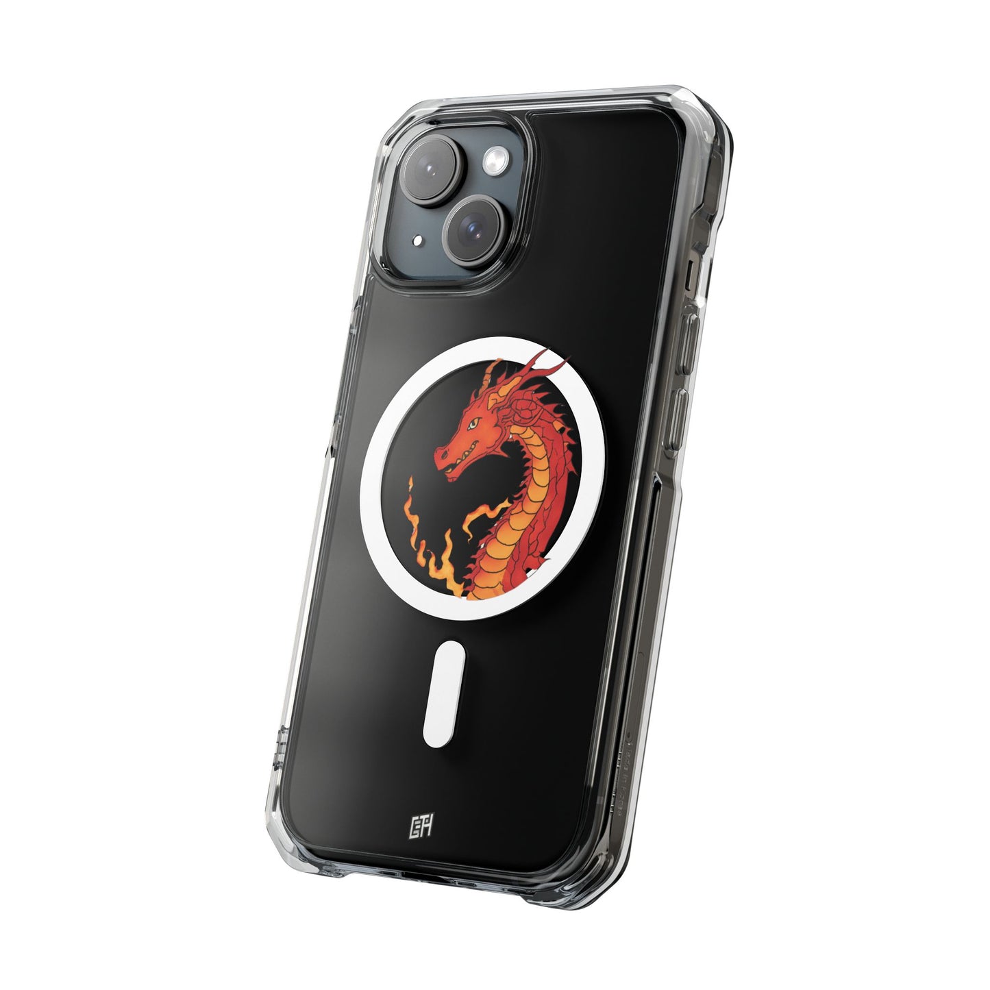 iPhone Case - MagSafe Compatible Charging- Fire Dragon Design with - Magnetic Clear Impact Cases