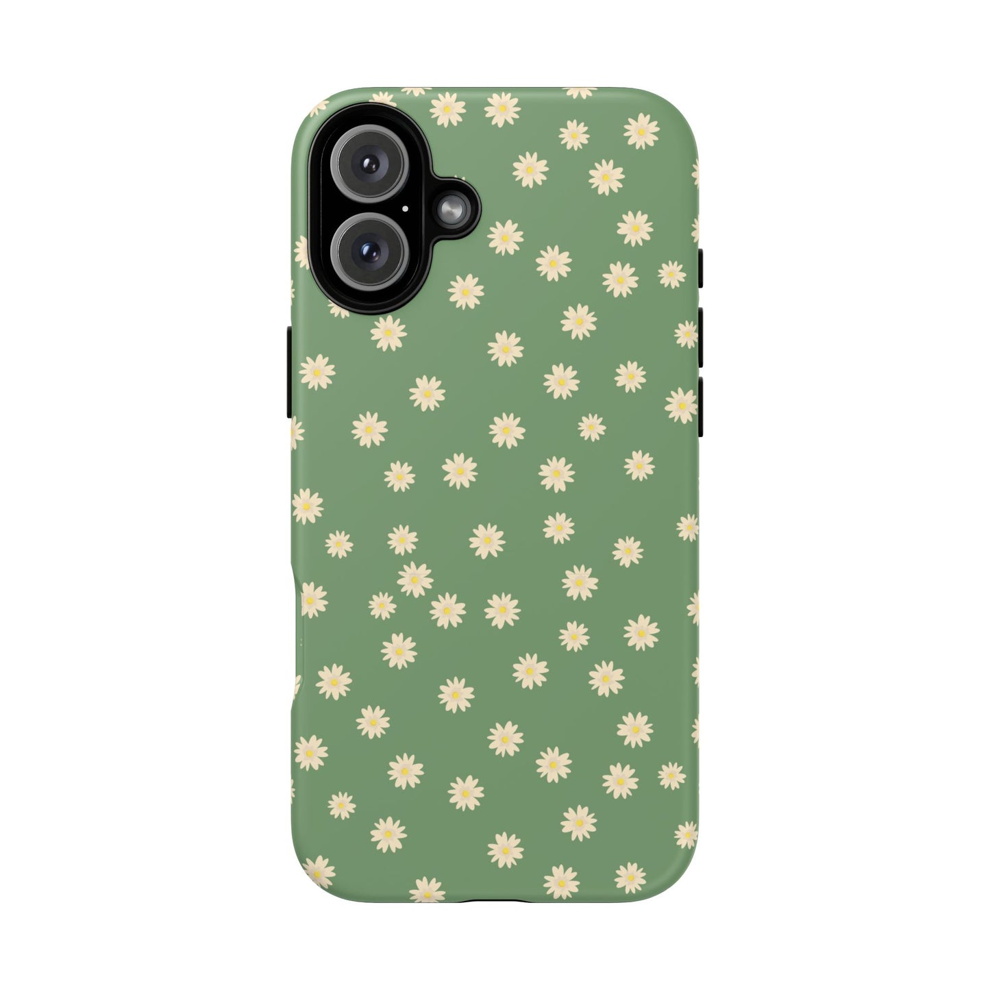 Floral Tough iPhone/Samsung Case - Durable Green Daisy Print for Nature Lovers