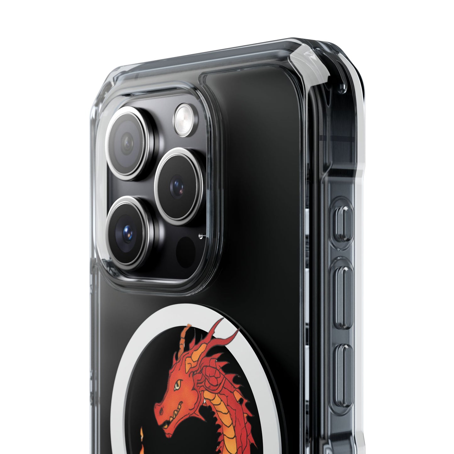 iPhone Case - MagSafe Compatible Charging- Fire Dragon Design with - Magnetic Clear Impact Cases