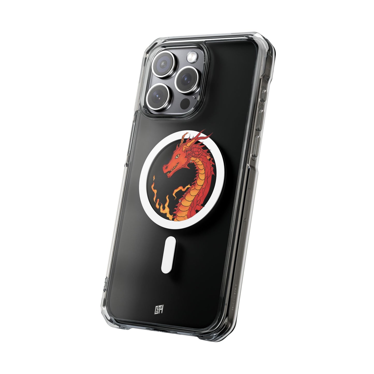 iPhone Case - MagSafe Compatible Charging- Fire Dragon Design with - Magnetic Clear Impact Cases