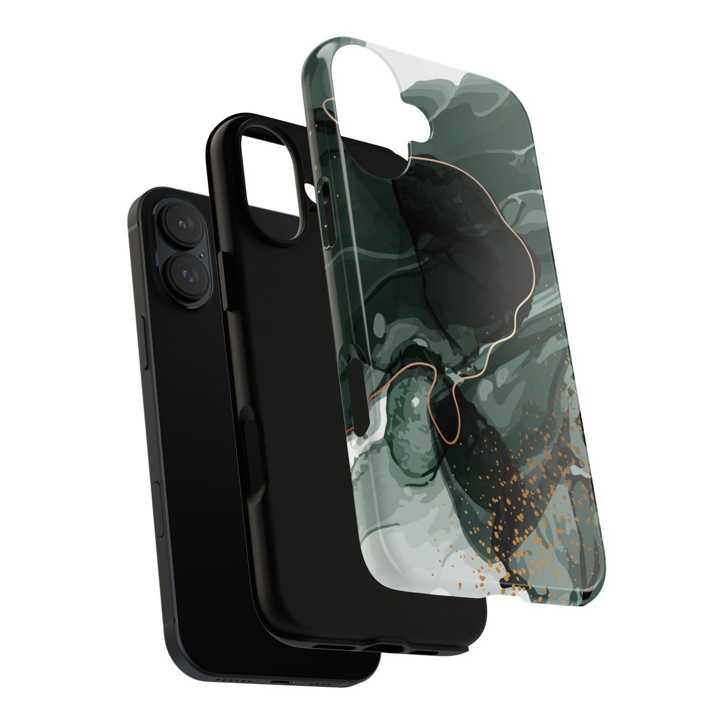 Green Marble Design with Gold Accents iPhone/Samsung Tough Phone Case