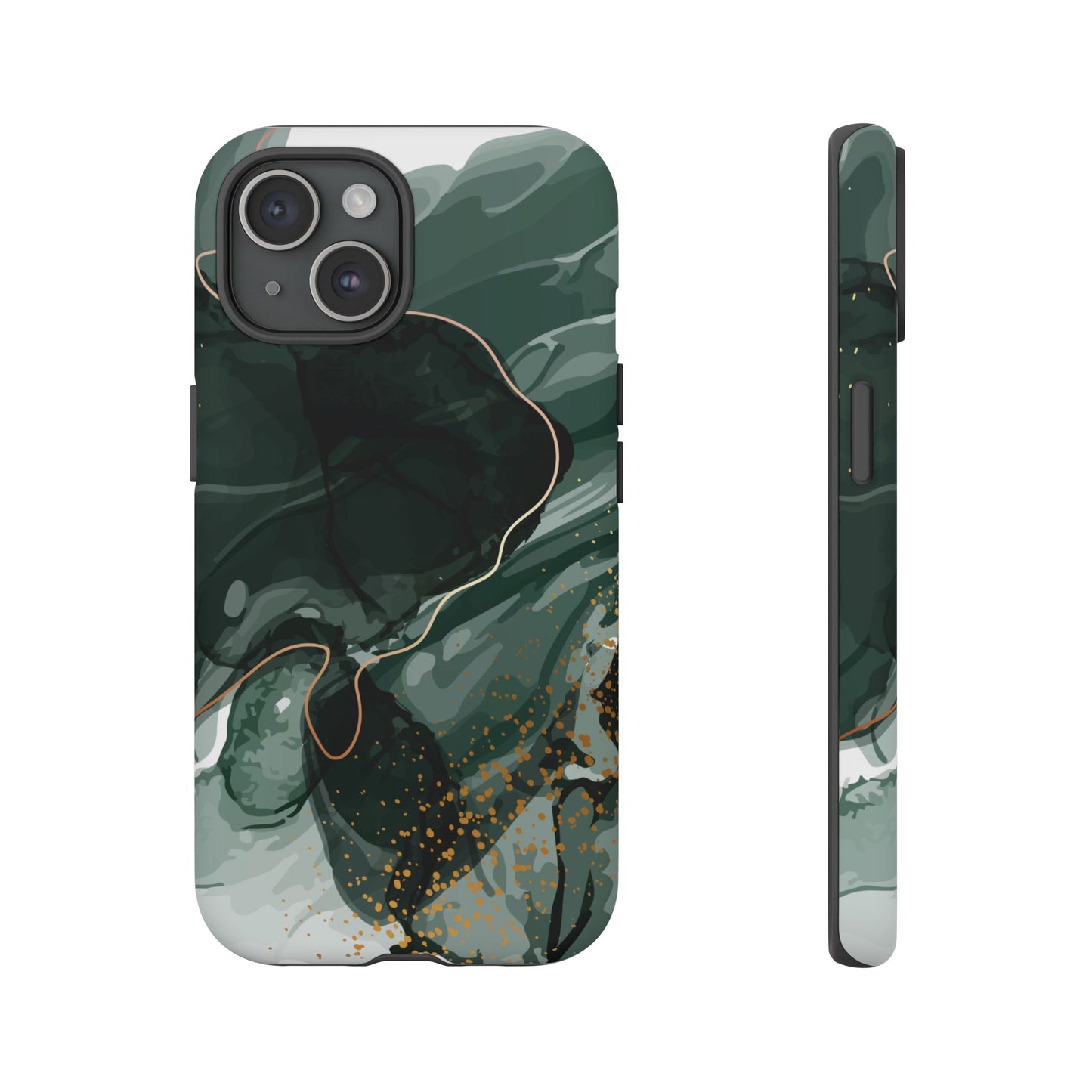 Green Marble Design with Gold Accents iPhone/Samsung Tough Phone Case