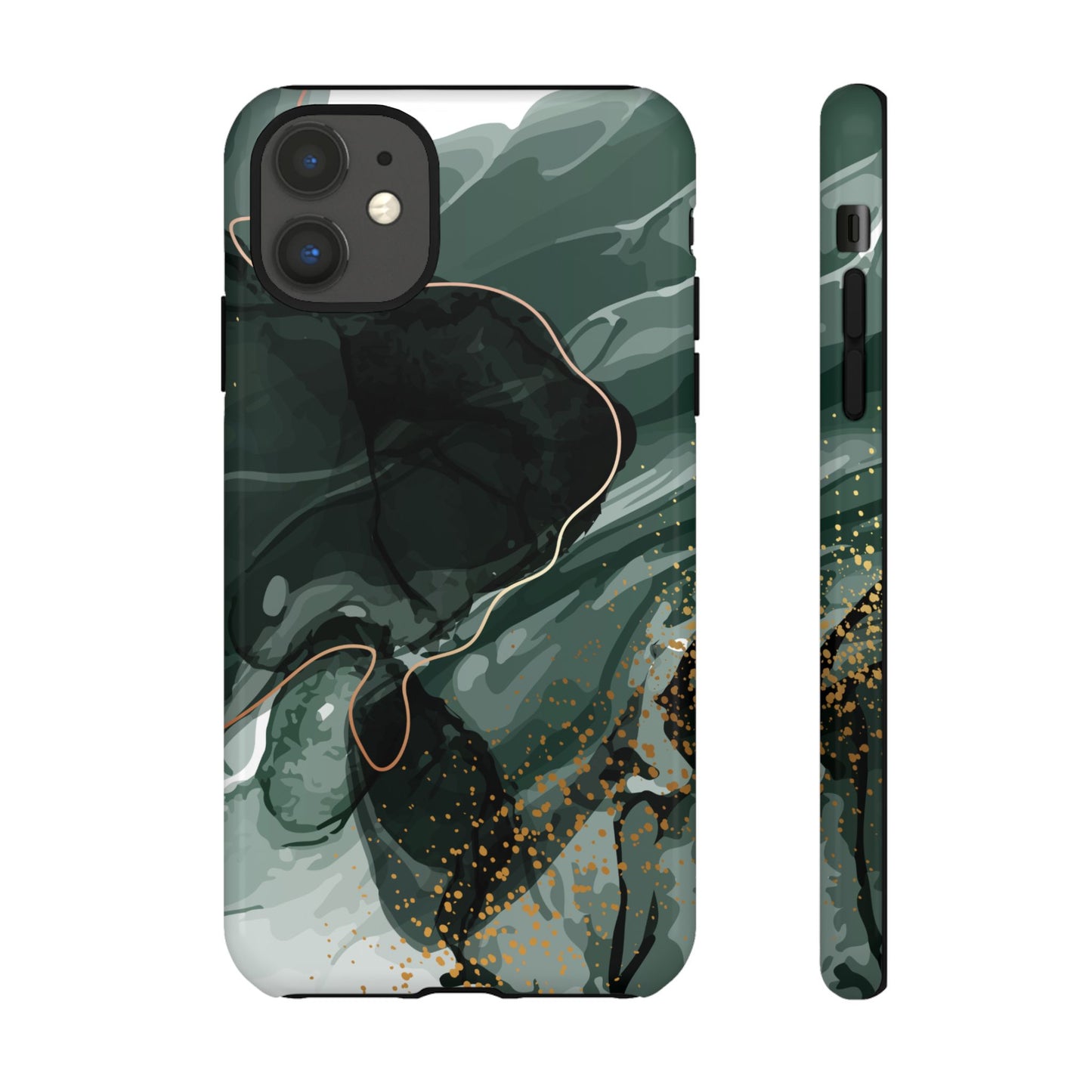 Green Marble Design with Gold Accents iPhone/Samsung Tough Phone Case