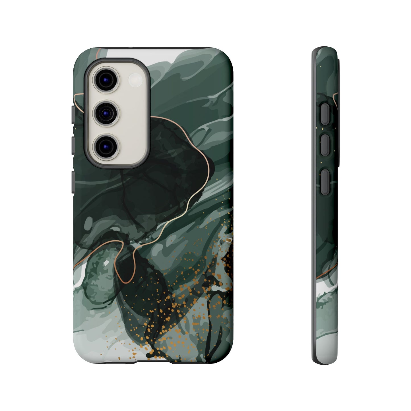 Green Marble Design with Gold Accents iPhone/Samsung Tough Phone Case