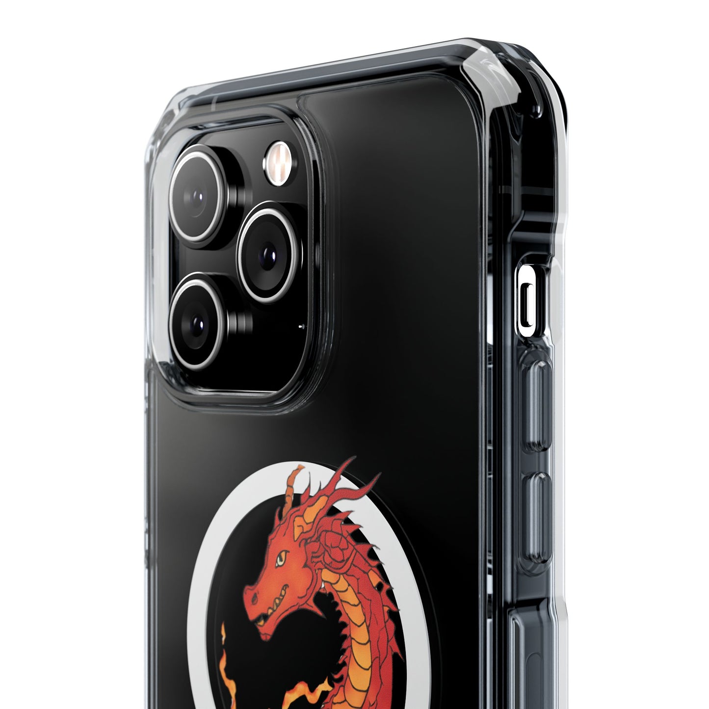 iPhone Case - MagSafe Compatible Charging- Fire Dragon Design with - Magnetic Clear Impact Cases