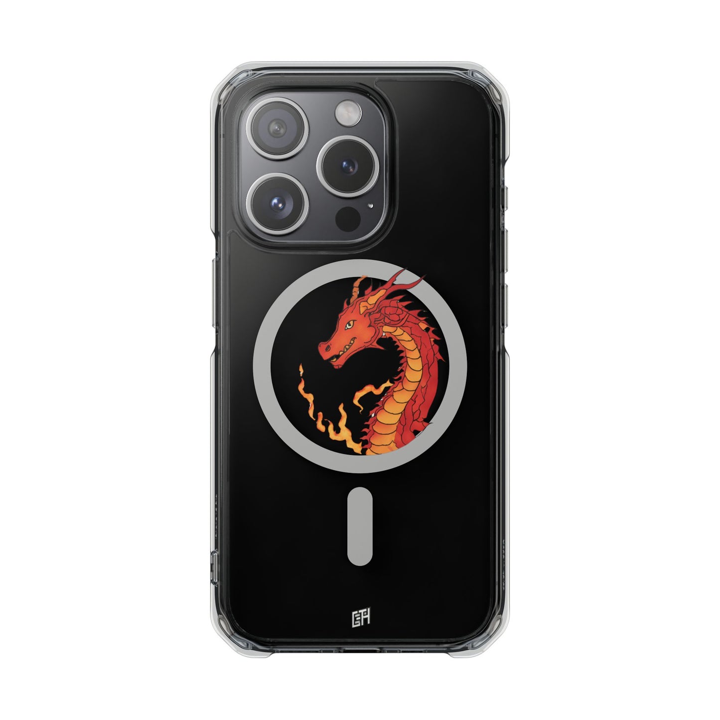 iPhone Case - MagSafe Compatible Charging- Fire Dragon Design with - Magnetic Clear Impact Cases