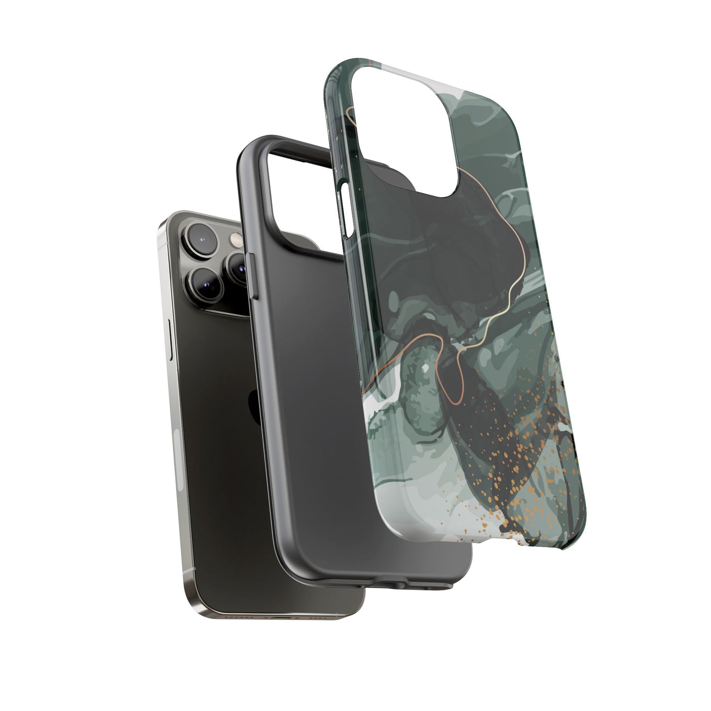 Green Marble Design with Gold Accents iPhone/Samsung Tough Phone Case