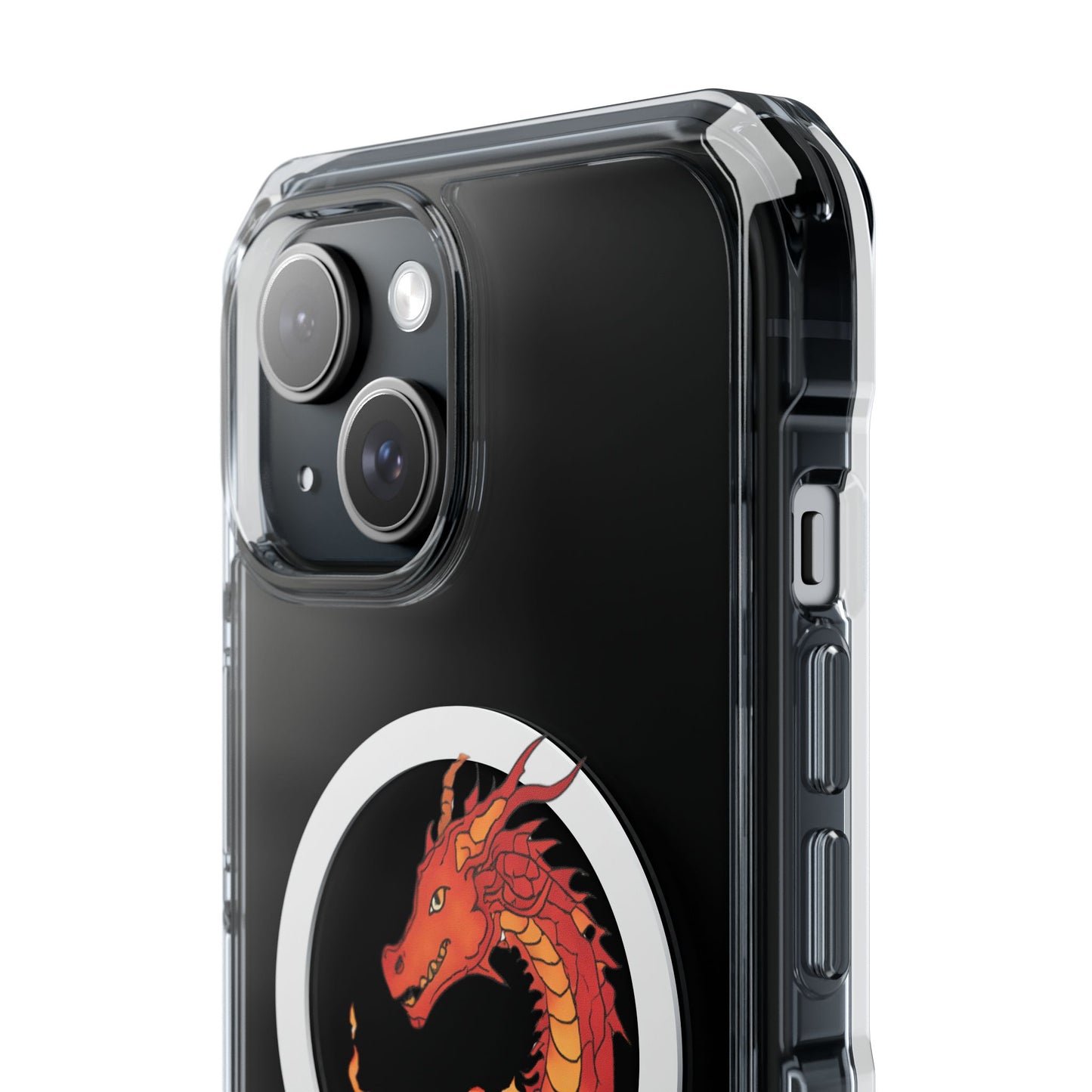 iPhone Case - MagSafe Compatible Charging- Fire Dragon Design with - Magnetic Clear Impact Cases