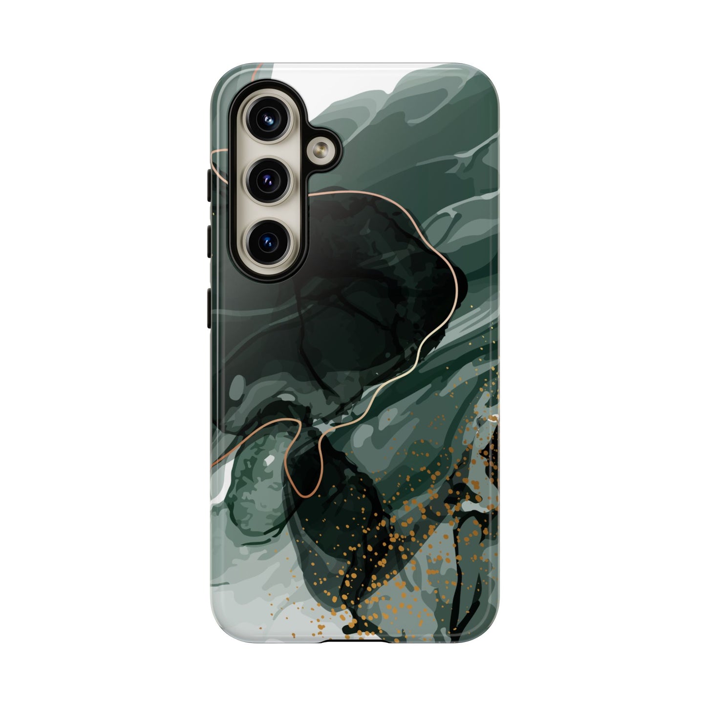 Green Marble Design with Gold Accents iPhone/Samsung Tough Phone Case