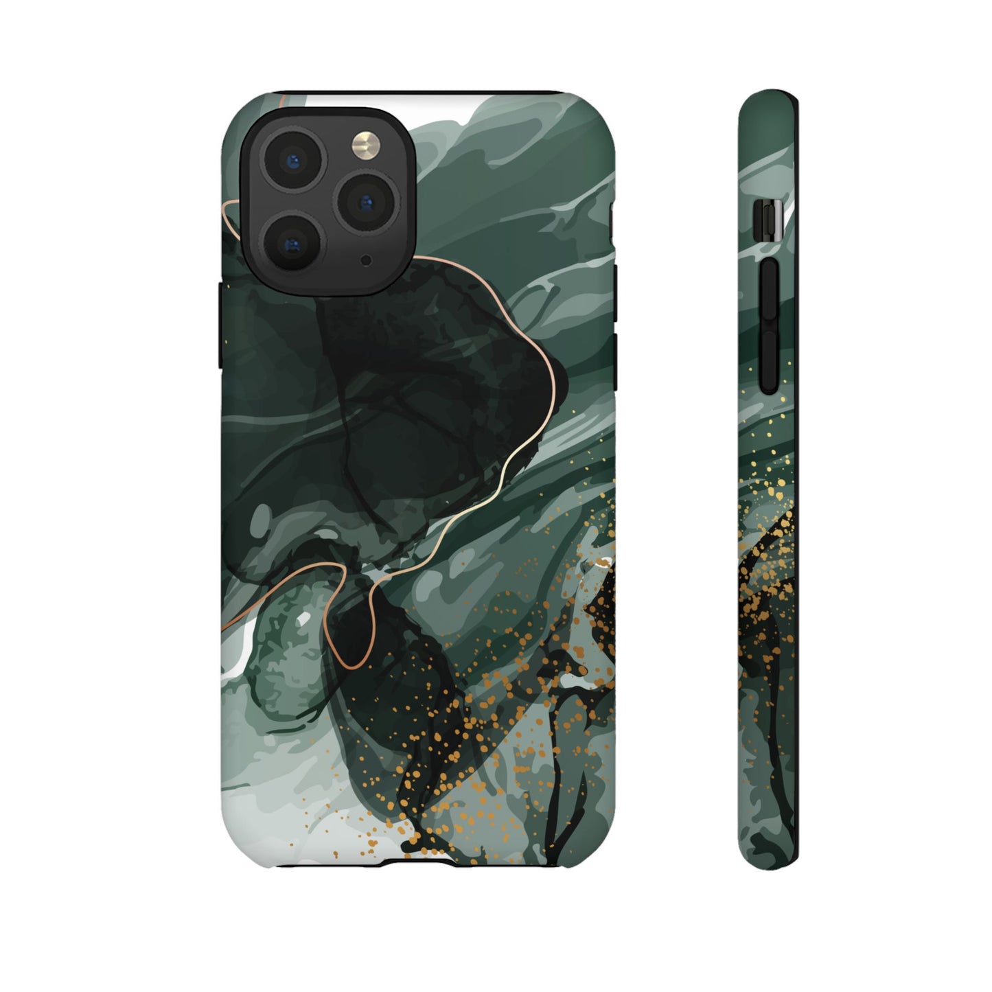 Green Marble Design with Gold Accents iPhone/Samsung Tough Phone Case