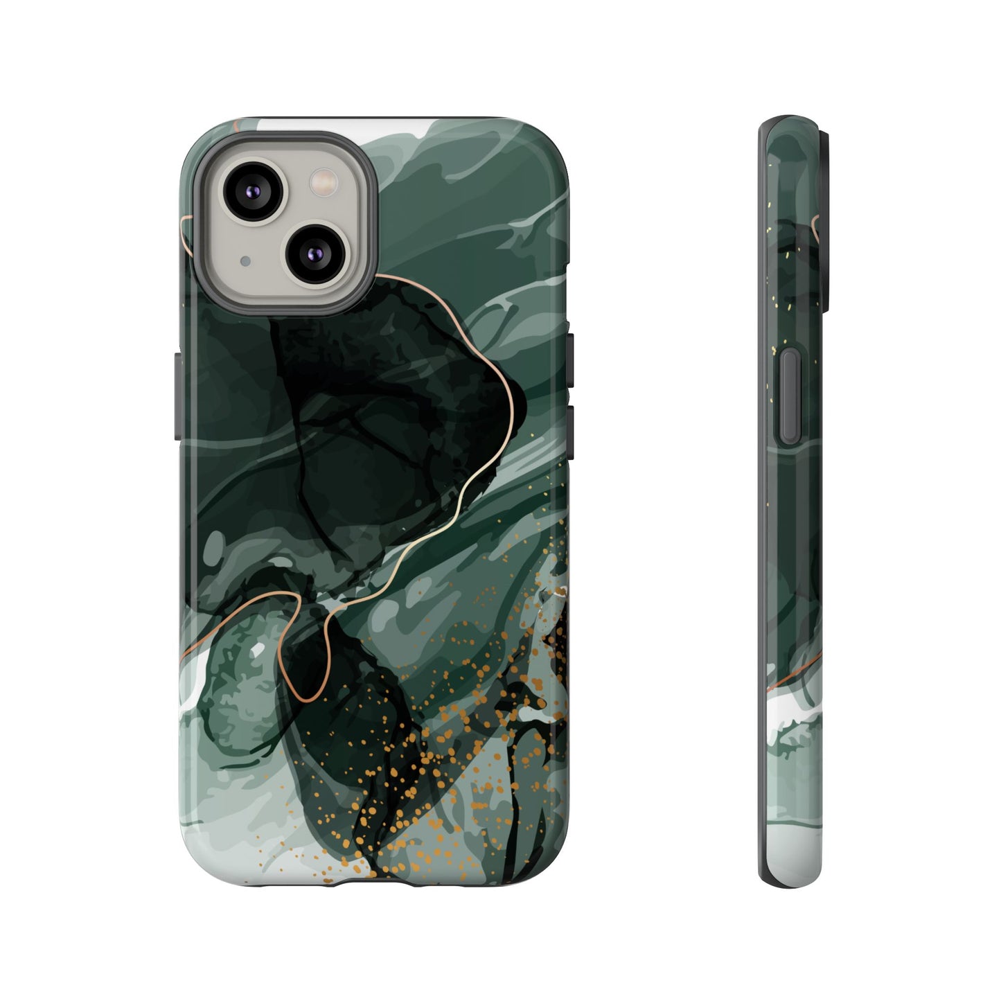 Green Marble Design with Gold Accents iPhone/Samsung Tough Phone Case