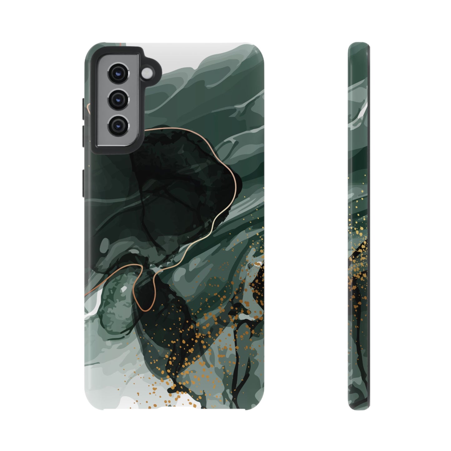 Green Marble Design with Gold Accents iPhone/Samsung Tough Phone Case