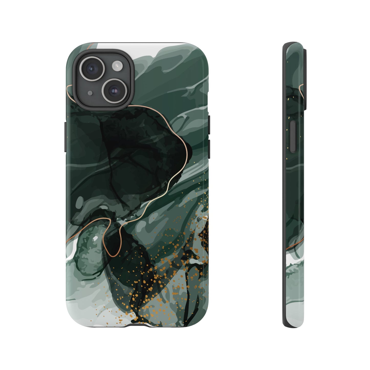 Green Marble Design with Gold Accents iPhone/Samsung Tough Phone Case