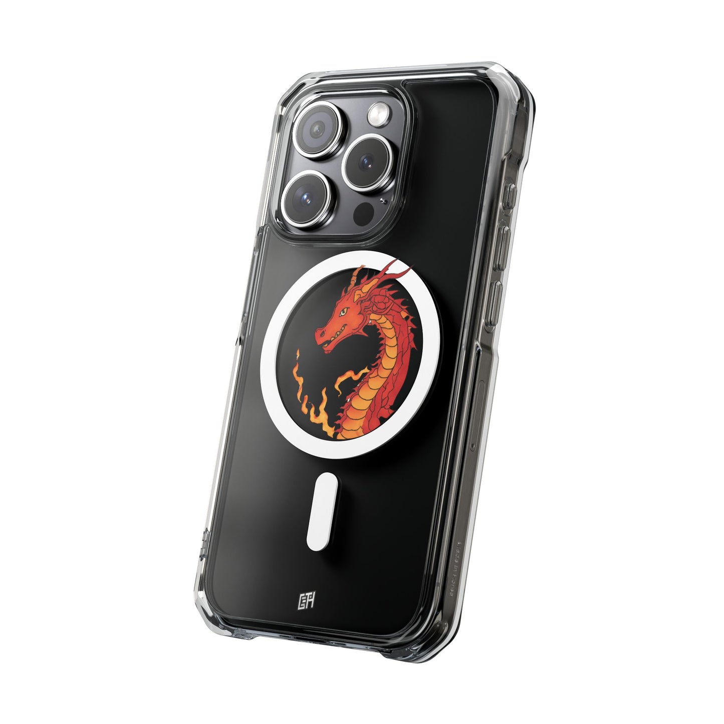 iPhone Case - MagSafe Compatible Charging- Fire Dragon Design with - Magnetic Clear Impact Cases