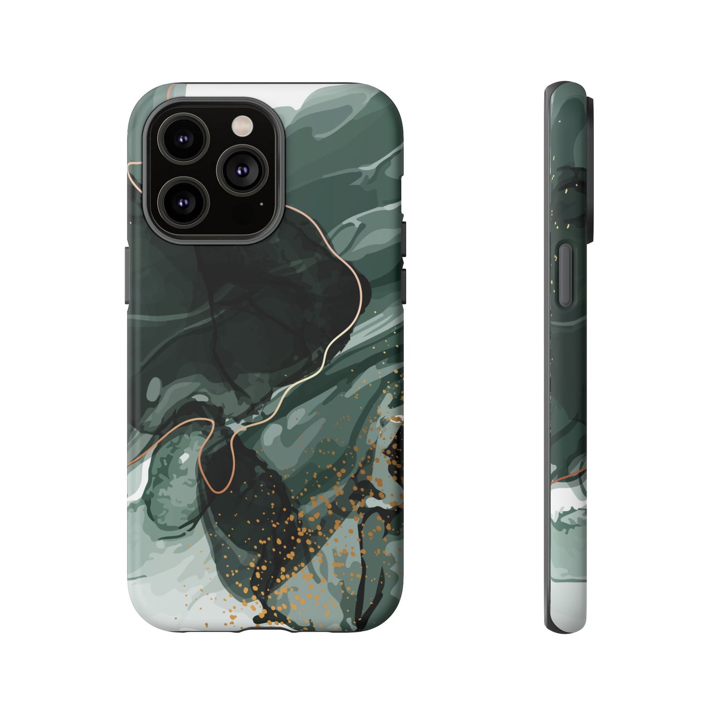 Green Marble Design with Gold Accents iPhone/Samsung Tough Phone Case