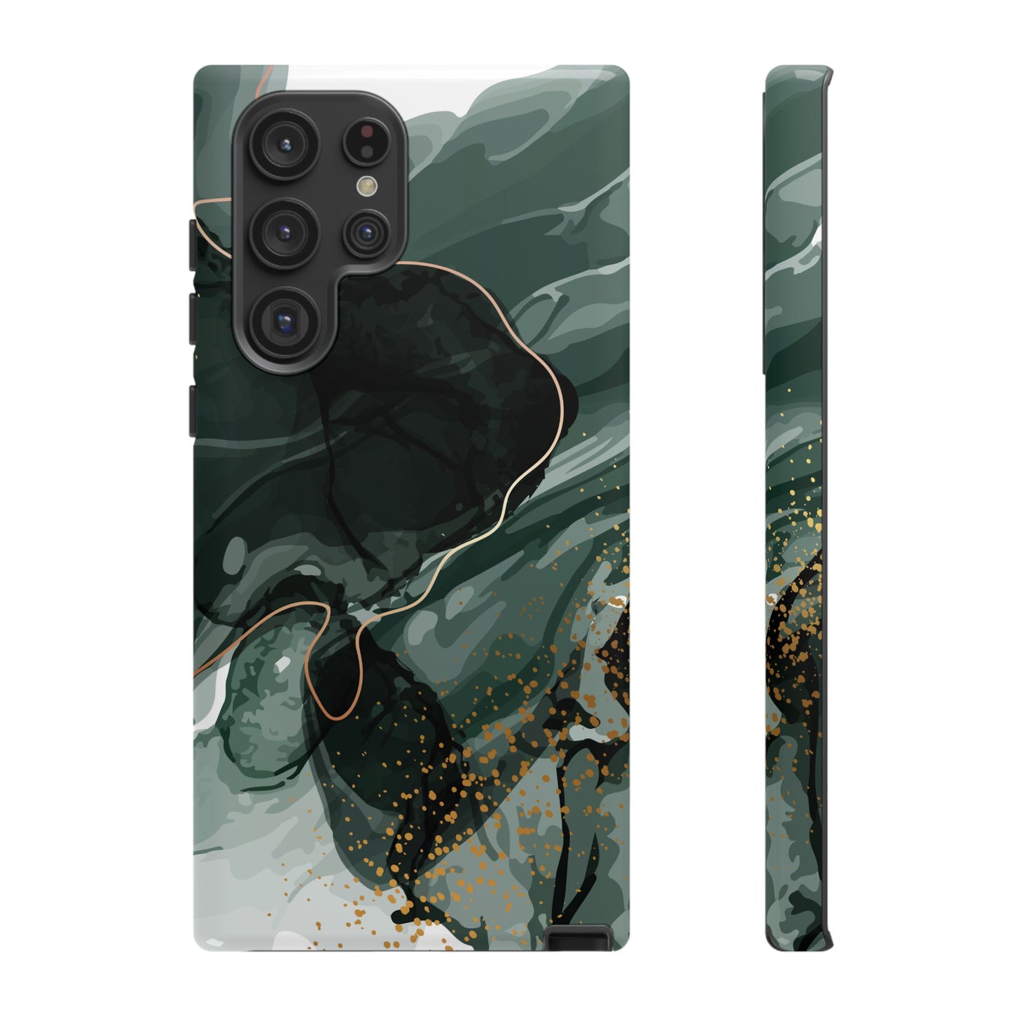 Green Marble Design with Gold Accents iPhone/Samsung Tough Phone Case